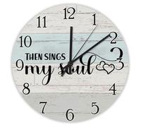 Madcolitote Orologio da parete da 25,4 cm, in legno, con scritta in lingua inglese "Poi canta la mia anima, silenzioso", citazione religiosa cristiana, regalo per la casa per lei