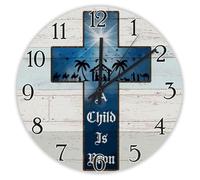 Madcolitote Orologio da parete da 30,5 cm, con scritta in lingua inglese "A Child Is Born Jesus", con scritta in lingua inglese "A Child Is Born Jesus", religioso, cristiano, regalo per la casa