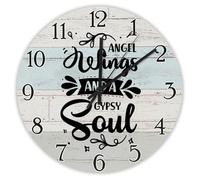 Madcolitote Orologio da parete da 30,5 cm, con scritta in lingua inglese "Bibbia Verse Scrittura", in legno, funzionamento a batteria, ali d'angelo e un'anima zingara con citazione di Gesù, religioso