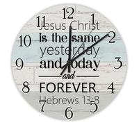 Madcolitote Orologio da parete da 30,5 cm, con scritta in lingua inglese "Bibbia Verse Scrittura", rotondo, decorativo, con scritta "Gesù Cristo è lo stesso ieri", citazione religiosa cristiana