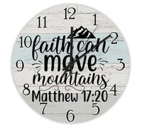 Madcolitote Orologio da parete da 30,5 cm con scritta in lingua inglese "Faith Can Move Mountains Matteo 17 20" Citazione di Gesù religioso cristiano nuovo regalo per la casa del Ringraziamento per