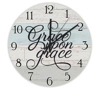 Madcolitote Orologio da parete da 30,5 cm, con scritta in lingua inglese "Grace upon Grace upon Grace", senza ticchettio, con citazione di Gesù, religioso, cristiano, regalo per la casa, regalo per