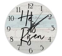 Madcolitote Orologio da parete da 30,5 cm, con scritta in lingua inglese "He Is Risen Silent Non-ticchettio Gesù Citazione religiosa cristiana nuova casa regalo Ringraziamento per lei