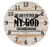 Madcolitote Orologio da parete da 30,5 cm, con scritta in lingua inglese "Il Signore è la mia roccia, senza ticchettio, con frase religiosa cristiana, regalo per la casa per lei