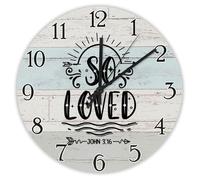 Madcolitote Orologio da parete da 38 cm con scritta in lingua inglese "So Loved Silent Jesus Citazione religiosa cristiana nuova casa regalo del Ringraziamento per lei