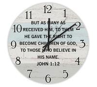 Madcolitote Orologio da parete grande con dedica della Bibbia, funzionamento a batteria, 30,5 cm, con scritta "But as many as received him", silenzioso, facile da leggere, decorazione per la casa, per