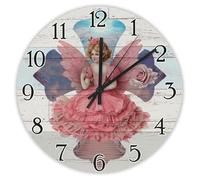 Madcolitote Orologio da parete in legno a forma di croce con angelo, con versi della Bibbia, orologio decorativo a batteria, 38 cm, silenzioso, decorazione religiosa per ufficio, scuola, bagno