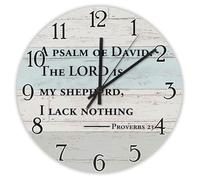 Madcolitote Orologio da parete in legno con citazione religiosa, 30,5 cm, con scritta "A Psalm of David The LORD Is My Shepherd Bibbia", decorazione cristiana per soggiorno, camera da letto, ufficio