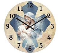 Madcolitote Orologio da parete in legno con citazione religiosa, orologio da parete a batteria, 25,4 cm, presepe, croce, Gesù, Bibbia, versi, decorazione per pensionamento, soggiorno, regalo per uomo