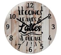 Madcolitote Orologio da parete in legno con dedica biblica, funzionamento a batteria, 25,4 cm, leggings con foglie e latte macchiato, stampa scrittura, decorazione per la casa, per cucina, camera da