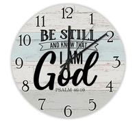 Madcolitote Orologio da parete in legno con dedica della Bibbia, funzionamento a batteria, 25,4 cm, con scritta in lingua inglese "Be still And Know What I Am God", decorazione per la casa, soggiorno