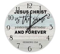 Madcolitote Orologio da parete in legno con scritta in inglese "Gesù Cristo è lo stesso ieri", con versi della Bibbia, 38 cm, funzionamento a batteria, silenzioso, decorazione per camera da letto