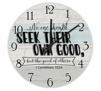 Madcolitote Orologio da parete in legno con scritta in inglese "No One Should Seek Their Own Good 1 Corinthians 10:24", con dedica della Bibbia, funzionamento a batteria, 30,5 cm, decorazione