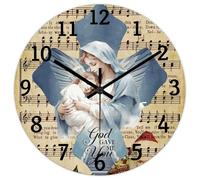 Madcolitote Orologio da parete in legno con scritta in lingua inglese "God Gave Me You", funzionamento a batteria, 38 cm, silenzioso, decorazione religiosa cristiana, per soggiorno, camera da letto