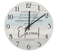 Madcolitote Orologio da parete in legno con scritta "So We Fix Our Eyes Not on What Is Seen", 38 cm, funzionamento a batteria, decorazione per la casa cristiana per soggiorno, cucina, camera da letto