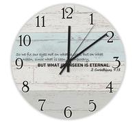 Madcolitote Orologio da parete in legno con scritta "So We Fix Our Eyes Not on What Is Seen" con versi della Bibbia, funzionamento a batteria, 30,5 cm, silenzioso, con citazione di Gesù, decorazione