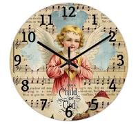 Madcolitote Orologio da parete in legno con versi biblici, funzionamento a batteria, 25,4 cm, con scritta "A Child of God", senza ticchettio, facile da leggere, decorazione per la casa, per cucina
