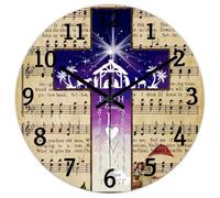 Madcolitote Orologio da parete in legno con versi biblici, funzionamento a batteria, 38 cm, per fede famiglia, amore, speranza, fiducia, facile da leggere, decorazione per la casa per soggiorno