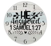Madcolitote Orologio da parete religioso cristiano 25,4 cm grandi orologi da parete a batteria He Answered 1 Samuel 1-27 Gesù Bibbia Verso Decor pensionamento soggiorno decorazione regalo per uomo