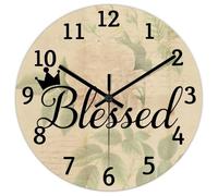Madcolitote Orologio da parete religioso cristiano, 30,5 cm, funzionamento a batteria, senza ticchettio, Gesù benedetto Bibbia, versi, decorazione per soggiorno, camera da letto, ufficio, cucina