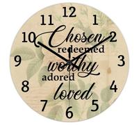 Madcolitote Orologio da parete religioso cristiano 30,5 cm rotondo orologi da parete a batteria scelti redenti degno adorato amato Gesù Bibbia Verso Decor soggiorno regalo per uomo, donna, amico