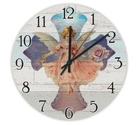 Madcolitote Orologio da parete religioso cristiano da 38 cm grandi orologi da parete a batteria Angelo croce Gesù Bibbia Versi Decor per ufficio Home Decor Matrimonio Compleanno Regalo di