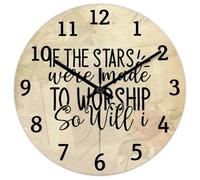 Madcolitote Orologio da parete religioso cristiano grande orologio da parete 38 cm con scritta in inglese "If the stars were made to worship so will I Bible Verse Decor Retirement Living Room Decor