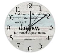 Madcolitote Orologio da parete religioso cristiano, in legno, 30,5 cm, con scritta "And Have No Fellowship with The Unfruitful Work Bibbia", decorazione cristiana per ufficio, casa, matrimonio