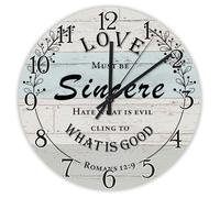 Madcolitote Orologio da parete religioso cristiano Orologio da parete a batteria 25,4 cm Love must be sincere Gesù Bibbia Verso Decor per ufficio Home Decor Matrimonio Compleanno Regalo di