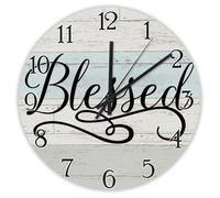 Madcolitote Orologio da parete religioso da 30,5 cm, in legno, funzionamento a batteria, silenzioso, benedetto della Bibbia, decorazione per pensionamento, soggiorno, regalo per uomo, donna, amico