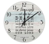 Madcolitote Orologio da parete religioso da 38 cm, grande orologio da parete a batteria per il salario del peccato è la morte, decorazione per ufficio, casa, matrimonio, compleanno, inaugurazione