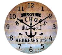 Madcolitote Orologio da parete religioso Fede Grande Orologio da Parete 12 Pollici Amore Ancore anima Ebrei 6 19 Bibbia Versi Cristiani Decor Per Ufficio Home Decor Compleanno Regalo di inaugurazione