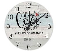 Madcolitote Orologio da parete religioso, grande, in legno, a batteria, 30,5 cm, con scritta "If You Love Me keep My Commands Jesus Bible Verse", decorazione per soggiorno, camera da letto, cucina