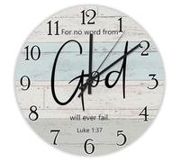 Madcolitote Orologio da parete religioso grande orologio da parete in legno 25,4 cm con scritta "For No Word from God Will Ever Fail Luke 1 37 Gesù Bibbia Verso Decor per soggiorno camera da letto