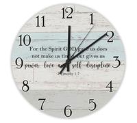 Madcolitote Orologio da parete religioso in legno orologi da parete 30,5 cm con scritta in lingua inglese "For The Spirit God Gave Us Bibbia Verse Christian Decor She Shed Living Room Decor Gift for