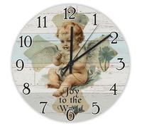 Madcolitote Orologio da parete religioso in legno Orologi da parete a batteria 15 pollici senza ticchettio Gioia al mondo Bibbia Verso Decor per soggiorno camera da letto cucina casa colonica