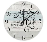 Madcolitote Orologio da parete religioso in legno orologio da parete a batteria 38 cm As for Me And My House We Will Serve The Lord Bibbia Verse Decor soggiorno camera da letto cucina regalo di Natale