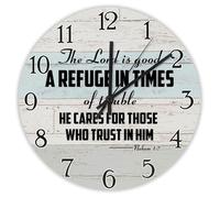 Madcolitote Orologio da parete religioso rotondo da 30,5 cm, con scritta "The LORD Is Good a Refuge in Times of Trouble Jesus Bibbia Verse Living Room Decor Gift for Man Woman Friend Anniversary