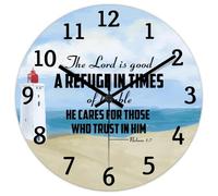 Madcolitote Orologio da parete religioso rotondo da 38 cm, con scritta "The LORD Is Good a Refuge in Times of Trouble Jesus Bibbia Verse Decor Living Room Bedroom Kitchen Christmas Birthday Gift