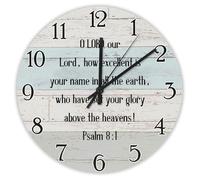 Madcolitote Orologio da parete religioso rotondo orologi decorativi 15 pollici Our Lord How Excellent Is Your Name in All The Earth Bibbia Verse Christian Decor Soggiorno Decor Regalo per Uomo Donna