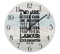 Madcolitote Orologio da parete rotondo con dedica biblica, 30,5 cm, con scritta in lingua inglese "Two Are Better Than One Ecclesiastes", 4:9, con stampa scrittura, decorazione per la casa, per cucina