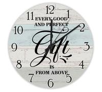 Madcolitote Orologio da parete rotondo con dedica della Bibbia, funzionamento a batteria, con scritta in lingua inglese "Every Good Is from Above Watch", decorazione per la casa, cucina, soggiorno