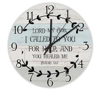 Madcolitote Orologio da parete rotondo con versi biblici cristiani, 30,5 cm, funzionamento a batteria, Signore mio Dio Salmi 30:2, orologio da parete silenzioso scrittura, decorazione per la casa per