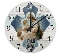 Madcolitote Orologio da parete rotondo da 38 cm, con scritta in lingua inglese "Bibbia Verse Scrittura", funzionamento a batteria, per noi camminiamo la fede no by sight, con citazione di Gesù
