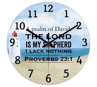 Madcolitote Orologio da parete rotondo da 38 cm con scritta in lingua inglese "The LORD Is My Shepherd" (Il Signore è il mio pastore, proverbi 23:1), citazione di Gesù, religioso, cristiano, regalo