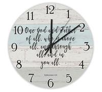 Madcolitote Orologio da parete rotondo da 38 cm con versi biblici, funzionamento a batteria, con scritta "One God and Father of All Who Is Above", decorazione per la casa, cucina, ufficio, scuola