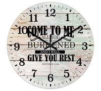 Madcolitote Orologio decorativo rotondo con dedica della Bibbia, funzionamento a batteria, 30,5 cm, con scritta "Come to me", silenzioso, facile da leggere, decorazione per la casa, per cucina