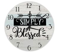 Madcolitote Orologio decorativo rotondo con versi biblici, funzionamento a batteria, 25,4 cm, orologio da parete semplice benedetto, facile da leggere, decorazione per la casa per cucina, soggiorno
