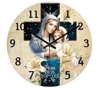 Madcolitote Para Dios - Orologio da parete in legno con versi della Bibbia, 30,5 cm, funzionamento a batteria, senza ticchettio, decorazione per camera da letto, soggiorno, ufficio