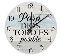 Madcolitote Para Dios - Orologio da parete in legno con versi della Bibbia, funzionamento a batteria, 38 cm, decorazione per la casa cristiana, per soggiorno, cucina, camera da letto, ufficio